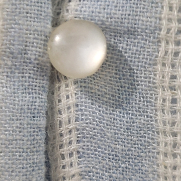 Sale NWT ELAN LINEN VISCOSE STRIPED TOP PEARL BUTTONS VNECK - Picture 7 of 7